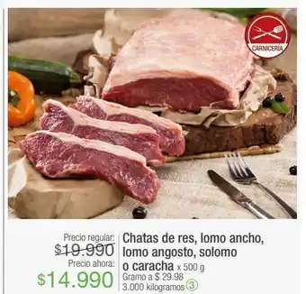 Jumbo Chats de res, lomo ancho, lomo angosto, sololo o caracha oferta