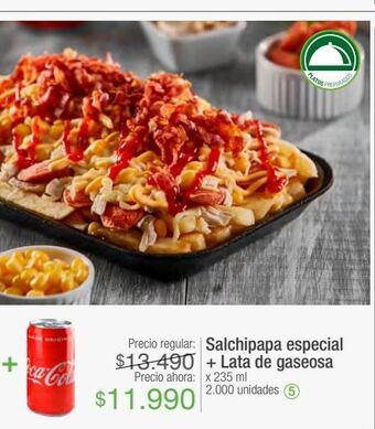 Jumbo Salchipapa especial +lata de gaseosa oferta