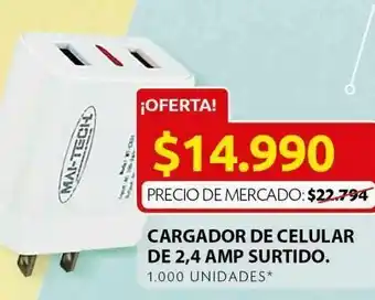 Ara Cargador de celular de 2,4 amp surtido oferta
