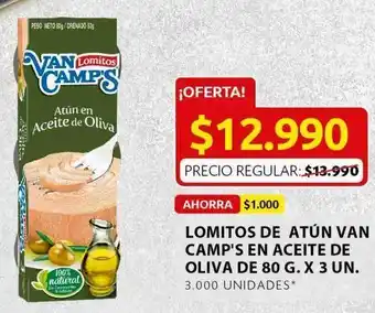 Ara Lomitos de atún van camps en aceite de oliva 80g x 3u oferta