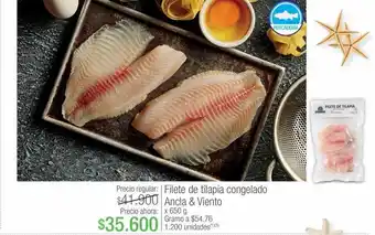 Jumbo Filete de tilapia congelado ancla & viento x 650 g oferta