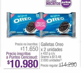 Jumbo Galletas oreo x 2 unidades x 432 g c/u oferta
