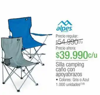 Jumbo Silla camping caño con apoyabrazos • colores: gris o azul oferta