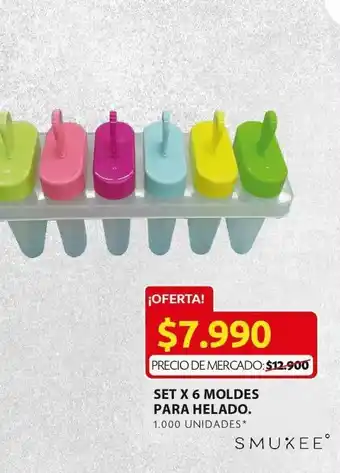 Ara Set de 6 moldes para helados smuxee oferta
