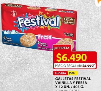 Ara Galletas festival vainilla y fresa x 12un / 403g oferta