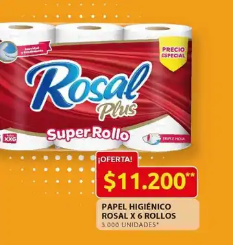 Ara Papel higiénico rosal plus x 6 rollos oferta