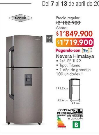 Metro Nevera himalaya haceb oferta