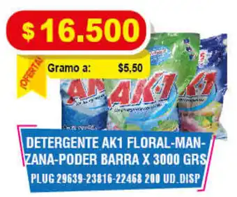 Mercar Detergente Ak-1 Floral-Manzana-Poder Barra 3000g oferta
