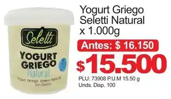Belalcazar Yogurt Griego Seletti Natural 1.000g oferta