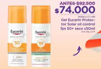 FarmaTodo Gel Eucerin Protector Solar Oil Control SPF50+ 50ml oferta