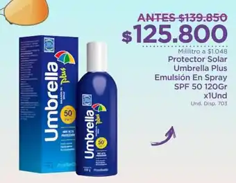 FarmaTodo Protector Solar Umbrella Plus Emulsión en Spray SPF50 120g oferta
