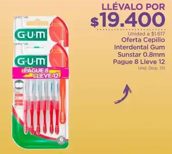 FarmaTodo Oferta Cepillo Interdental Gum Sunstar 0.8mm Paggue 8 Lleve 12 oferta