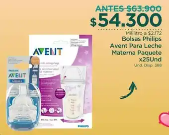 FarmaTodo Bolsas Philips Avent para Leche Materna Paquete 25 und oferta