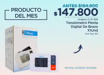 Tensiómetro Plenia Digital de Brazo