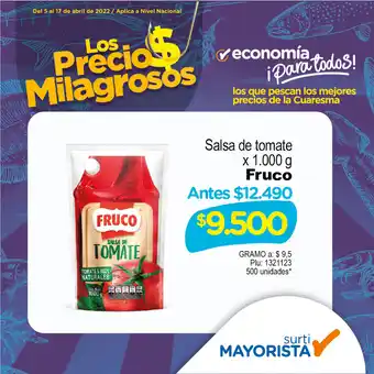 Surtimayorista Salsa de Tomate x 1000g Fruco oferta