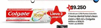 Éxito Crema dental total Clean mint x 150 ml Colgate oferta