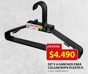 Ara Set x 6 ganchos para colgar ropa plástico oferta