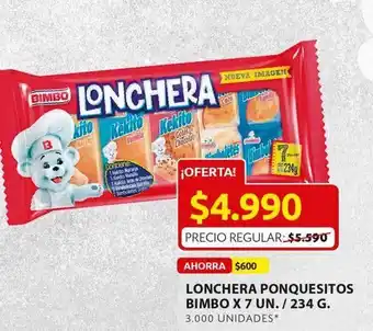 Ara Lonchera ponquesitos bimbo 7un / 234g oferta
