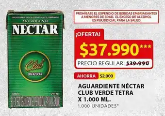 Ara Aguardiente nectar club verde 1000ml oferta