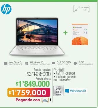 Jumbo Computador portátil hp oferta