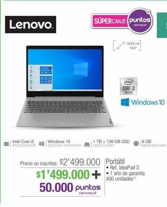 Jumbo Computador portátil lenovo oferta