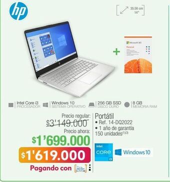 Jumbo Computador portátil hp oferta
