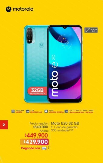 Metro Moto e20 32 gb oferta