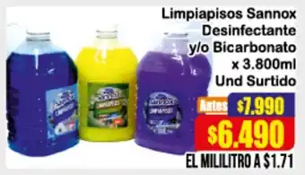 Limpiapisos Sannox Desinfectante y/o Bicarbonato 3.800ml