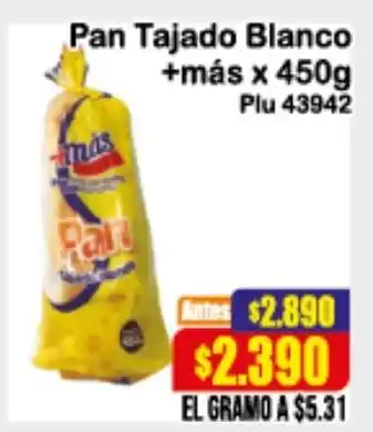 Pan Tajado Blanco +más 450g
