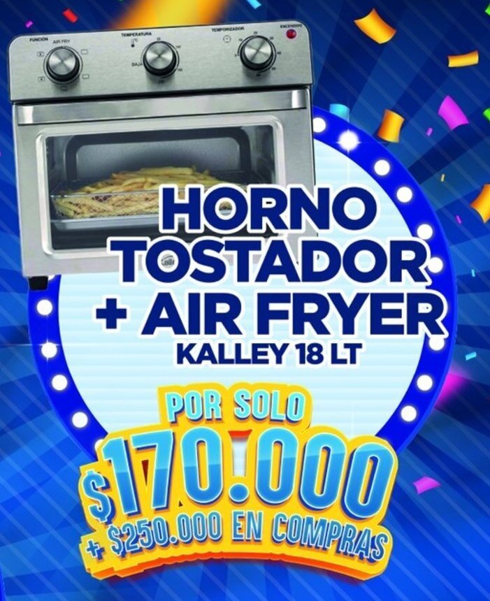 Oferta Horno Tostado + Air Fryer Kalley 18L en MegaTiendas