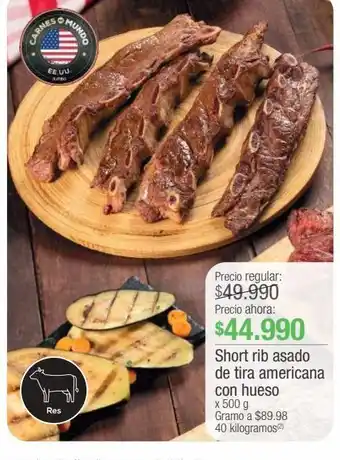Jumbo Short rib asado de tira americana con hueso x 500 g oferta