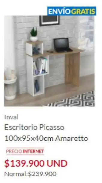 Inval Escritorio Picasso Amaretto 100 x 95 x 40cm