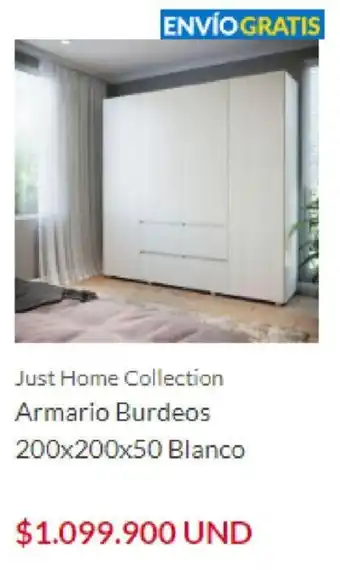 Homecenter Just Home Collection Armario Burdeos Blanco 200 x 200 x 50 oferta