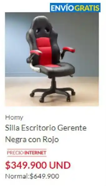 Homy Silla Escritorio Gerente Negra con Rojo