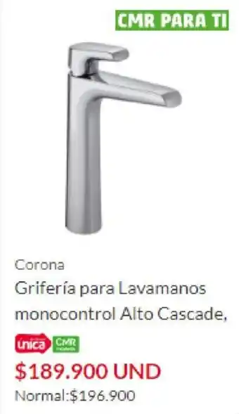 Homecenter Corona Grifería para Lavamanos Monocontrol Alto Cascade oferta