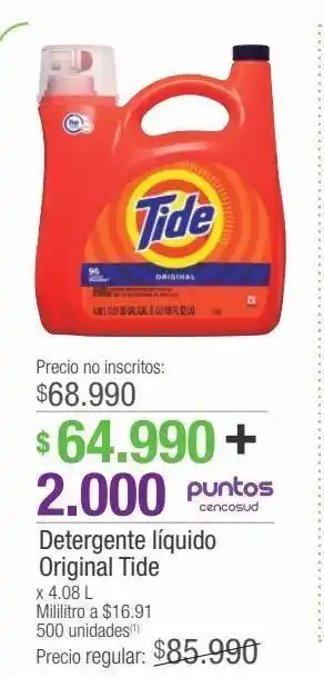 Jumbo Detergente líquido original tide x 4.08 l oferta