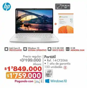 Metro Portátil • hp ref. 14-cf2066 oferta