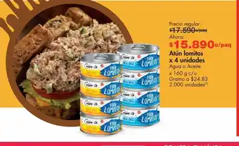 Metro Atún lomitos en agua o aceite x 4 unid oferta