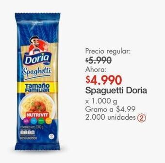 Metro Spaguetti doria x 1.000 g oferta