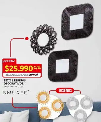 Ara Set de 3 espejos decorativos smukee oferta