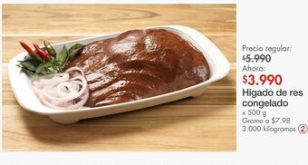 Metro Hígado de res congelado x 500 g oferta