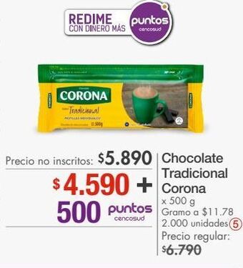 Metro Chocolate tradicional corona x 500 g oferta