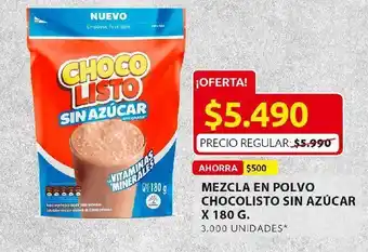 Ara Mezcla en polvo chocolisto sin azúcar 180g oferta