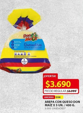 Arepa con queso don maíz x 5un /400g