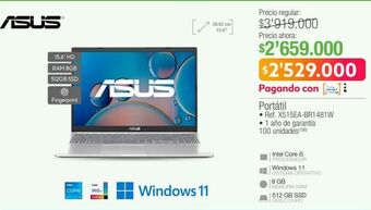 Jumbo Computador portátil asus oferta