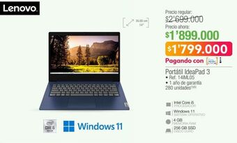 Jumbo Computador portátil ideapad 3 lenovo oferta