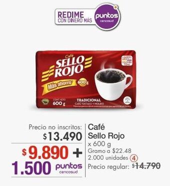 Metro Café sello rojo x 600 g oferta