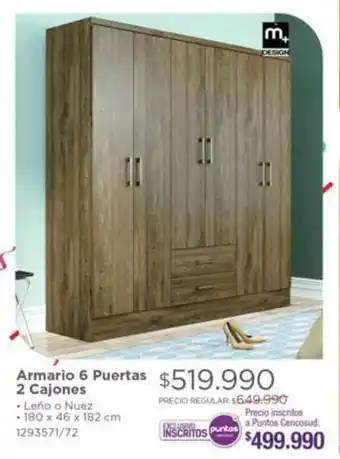 Easy M+ Design Armario 6 Puertas 2 Cajónes 180 x 46 x 182cm oferta