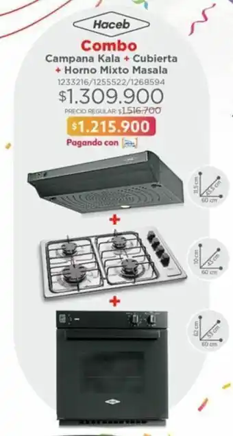 Easy Hoceb Combo Campana Kala + Cubierta + Horno Mixto Masala oferta