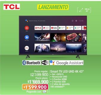 Jumbo Tcl smart tv led uhd 4k 43" oferta